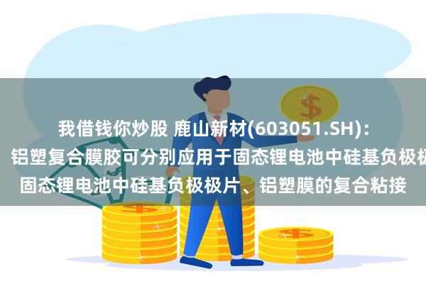 我借钱你炒股 鹿山新材(603051.SH)：硅碳负极功能粘接材料、铝塑复合膜胶可分别应用于固态锂电池中硅基负极极片、铝塑膜的复合粘接